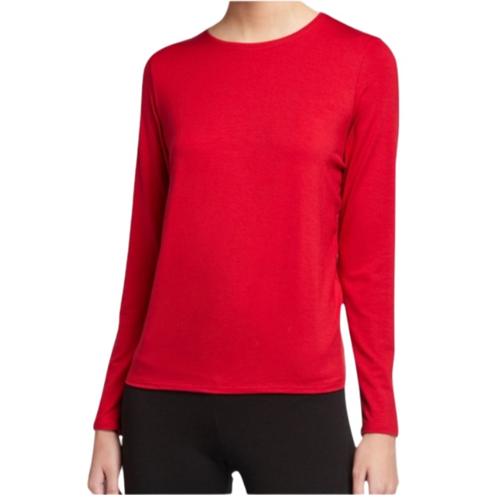 Eileen Fisher Long Sleeve Jersey Top Red XS